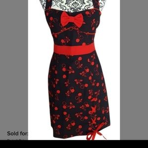 New black red cherry pin up 50s costume dress